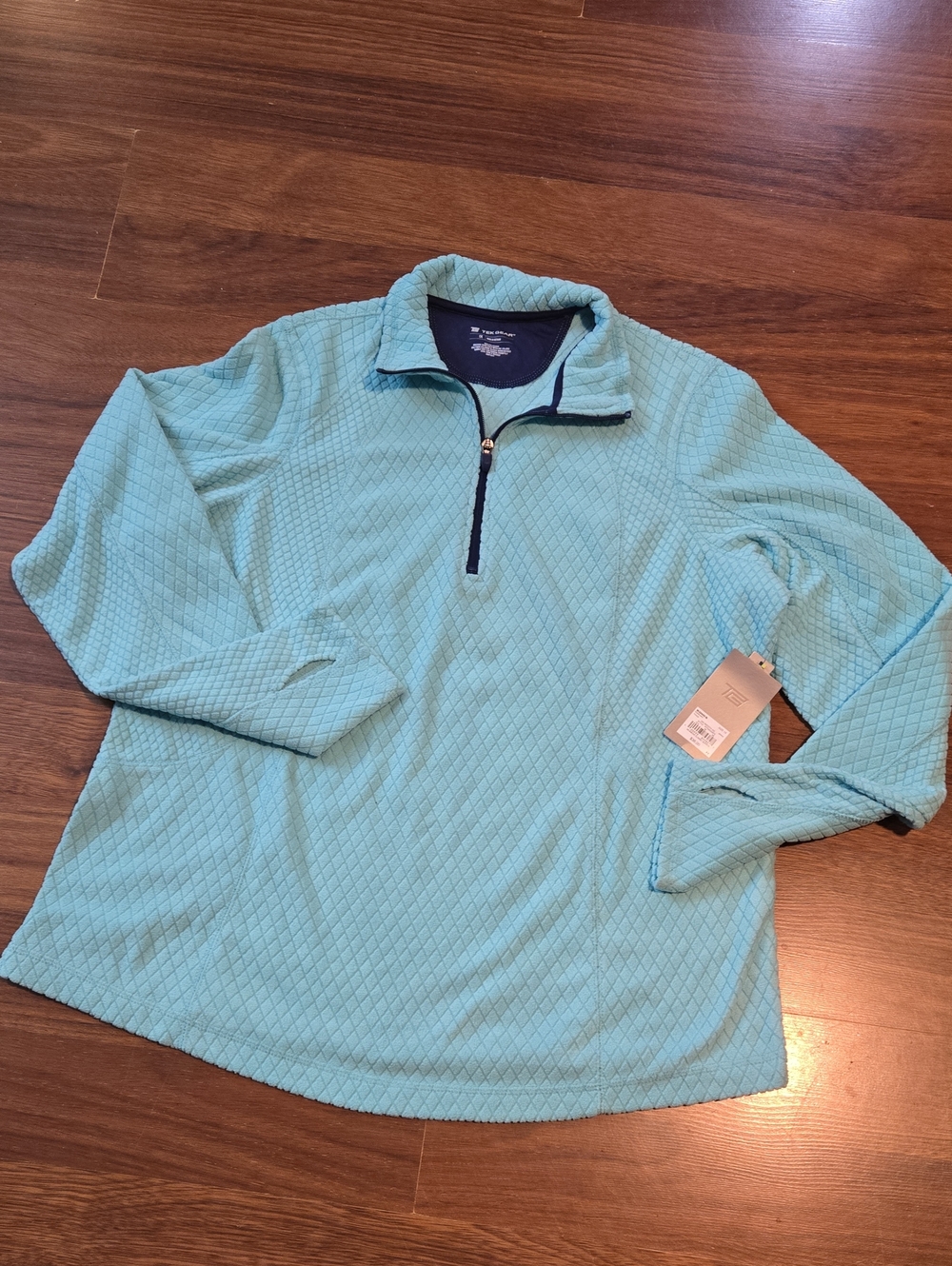 Women's Quarter-Zip Textured Pullover Sweater - Aqua